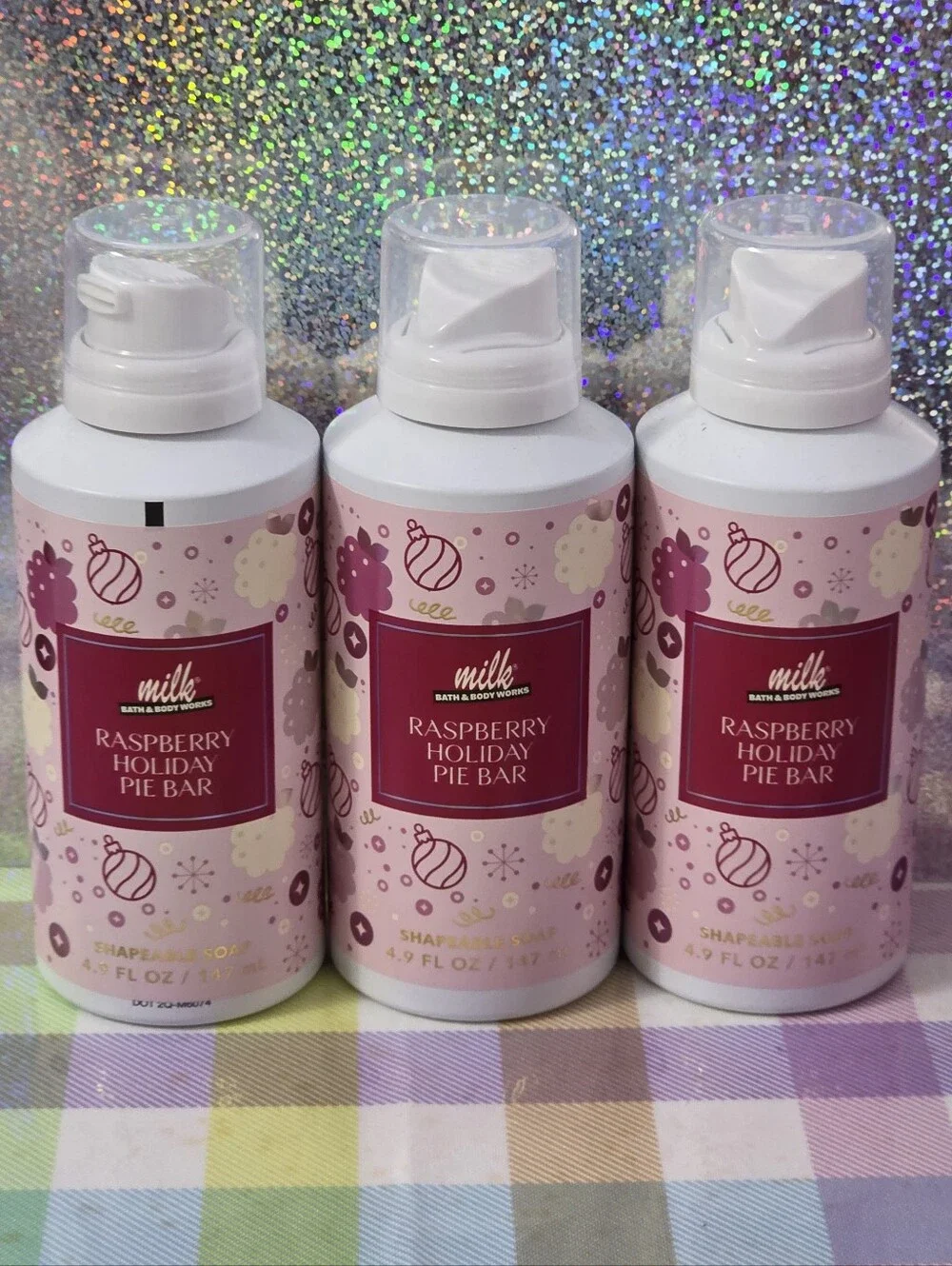 Bath Body Works Milk Bar Bakery Raspberry Holiday Pie Bar Shapeable Soap Set